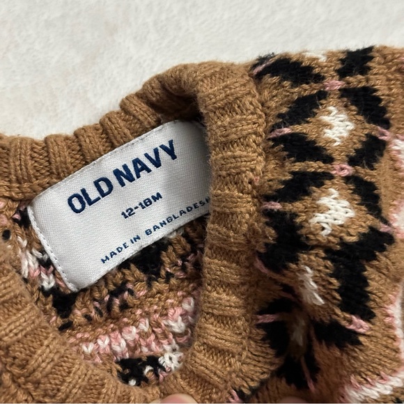 4/$20 Camel Fair Isle Knit Sweater 12-18m - Picture 4 of 5